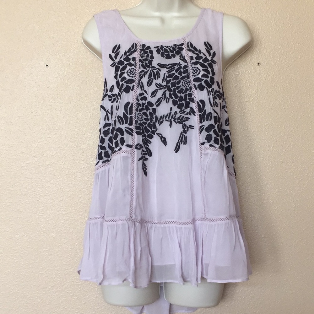 Anthropologie Floreat Lavender Boho Blouse Med